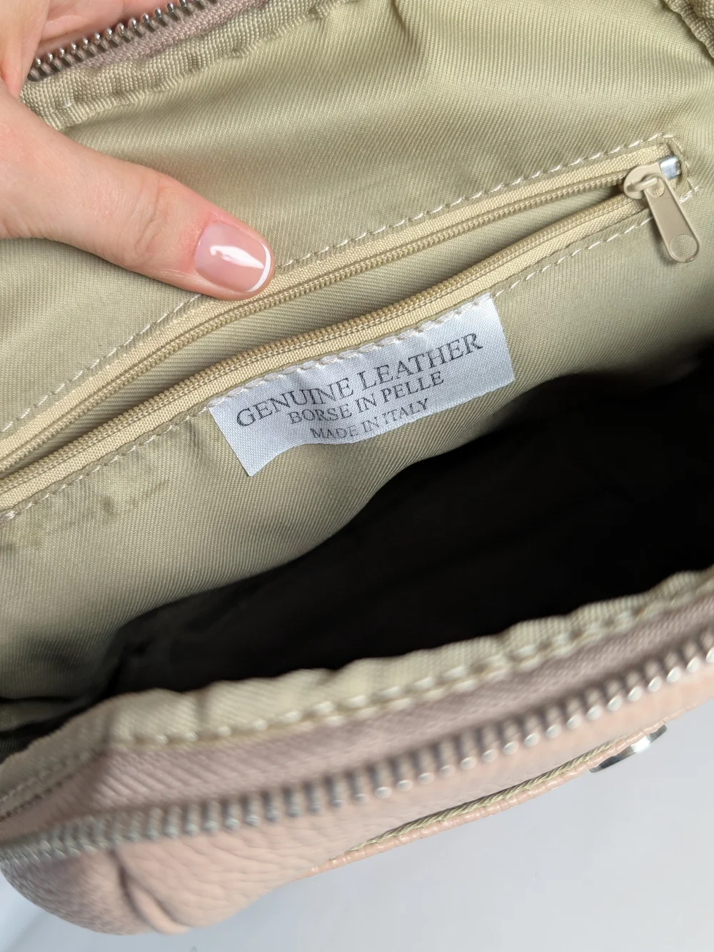 Women's Blush Pink Leather Backpack with Tassel